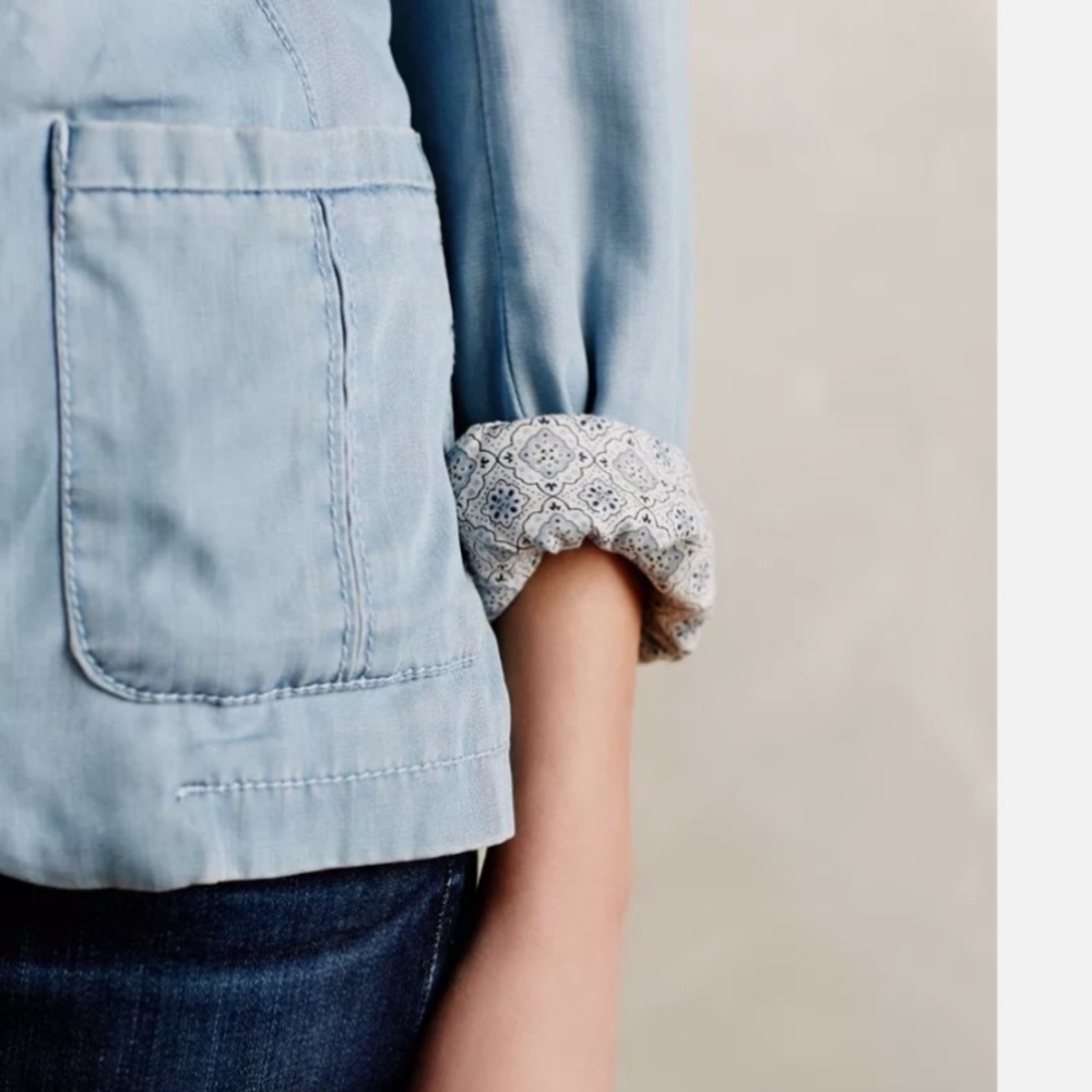 Anthropologie PILCO Newsy denim jeans chambray jacket, M. - Picture 4 of 11